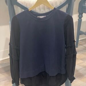 Marled Navy and Black Ruffle Sleeve Sweatshirt